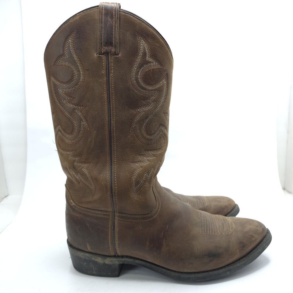 DOUBLE-H Men’s Leather Cowboy Brown Boots Size 12 EE